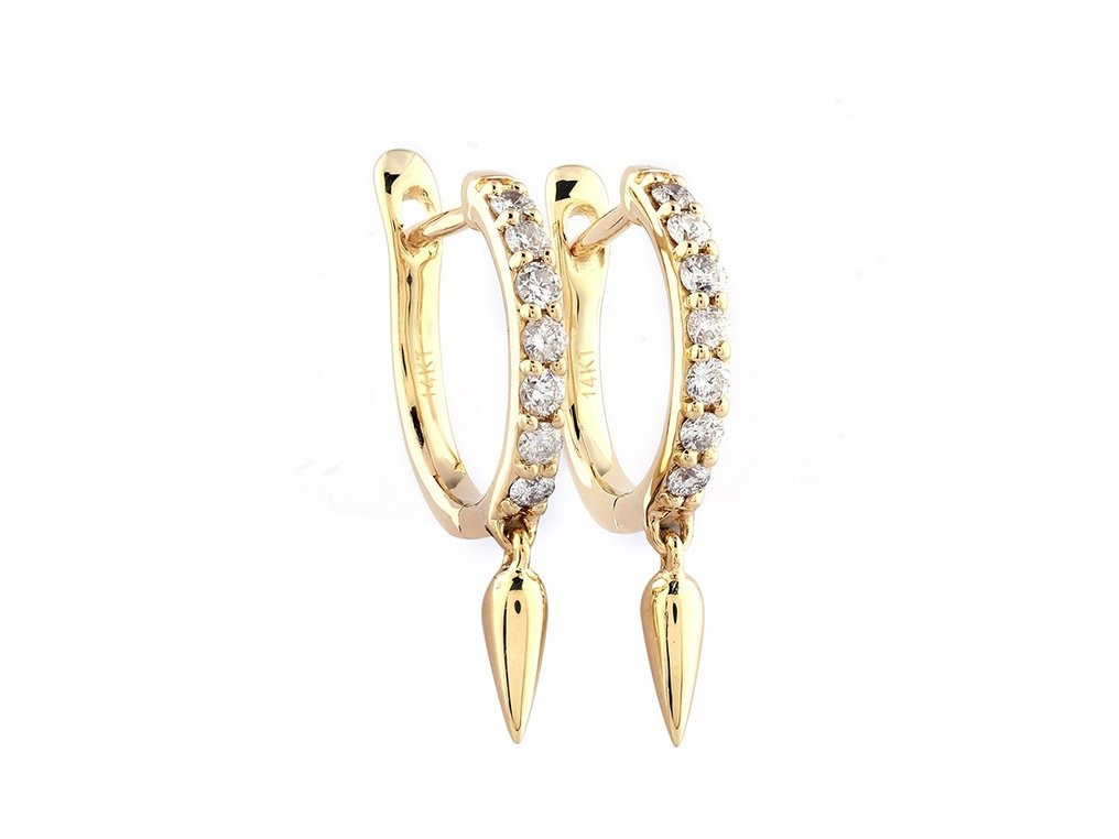 Boucles d'oreilles - 14 carats Or jaune -  0.25 tw. Diamant  (Naturelle) #2.2