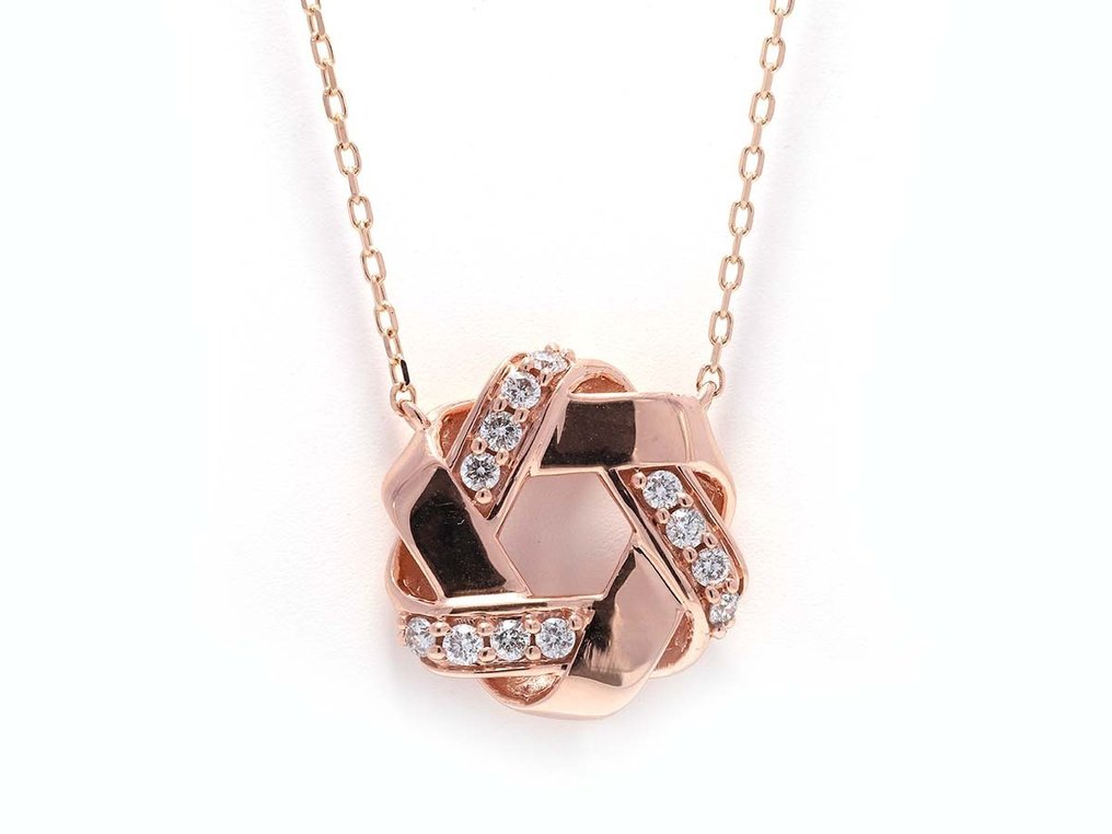Halskette - 14 kt Roségold -  0.23 tw. Diamant  (Natürlich) #1.1