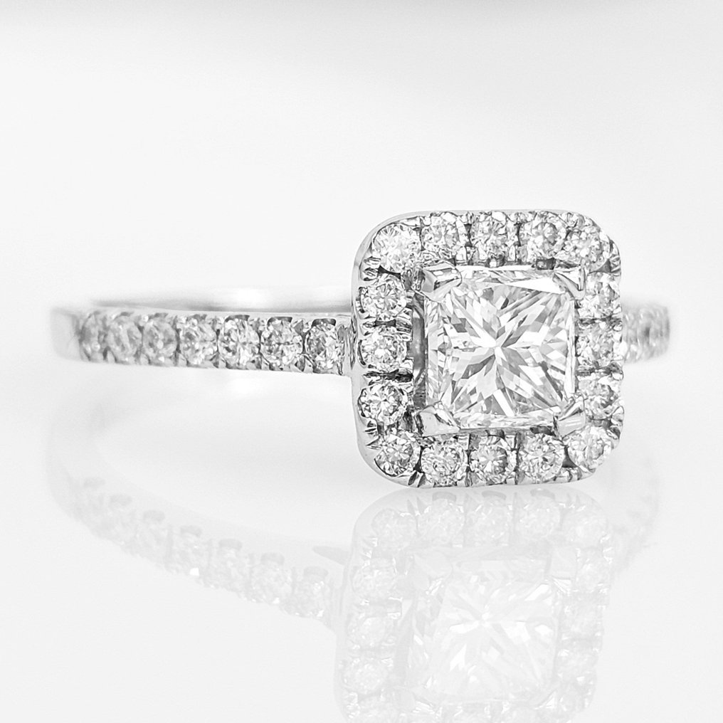 Engagement ring - 14 kt. White gold -  1.11ct. tw. Diamond  (Natural) - Diamond #3.2