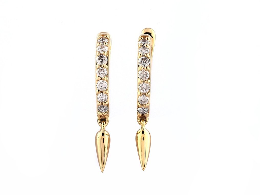 Boucles d'oreilles - 14 carats Or jaune -  0.25 tw. Diamant  (Naturelle) #1.1