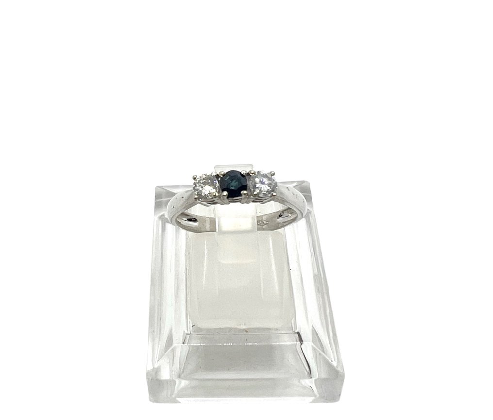 Ring Hvidguld Diamant  (Natur) - Safir  #3.1