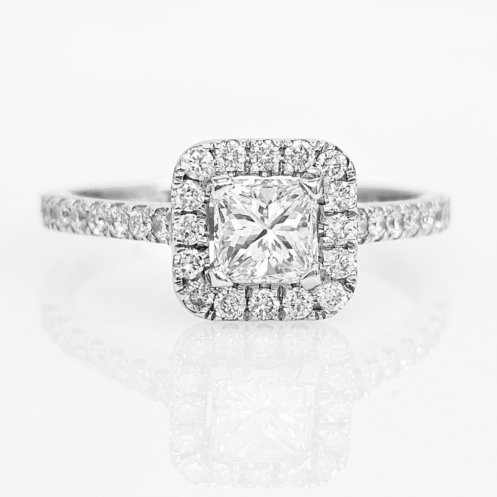 Engagement ring - 14 kt. White gold -  1.11ct. tw. Diamond  (Natural) - Diamond #1.1