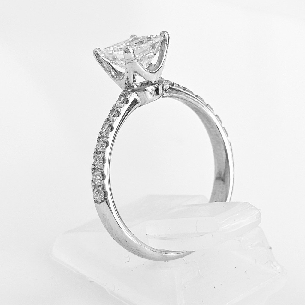 Pierścionek zaręczynowy Białe złoto Diament  (Naturalny) - Diament  #1.2