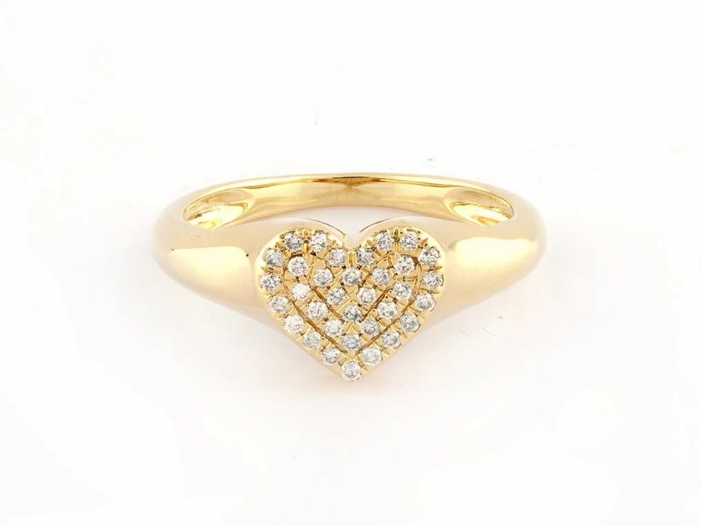 Gyűrű - 14 kt. Sárga arany -  0.20ct. tw. Gyémánt  (Természetes) #3.1