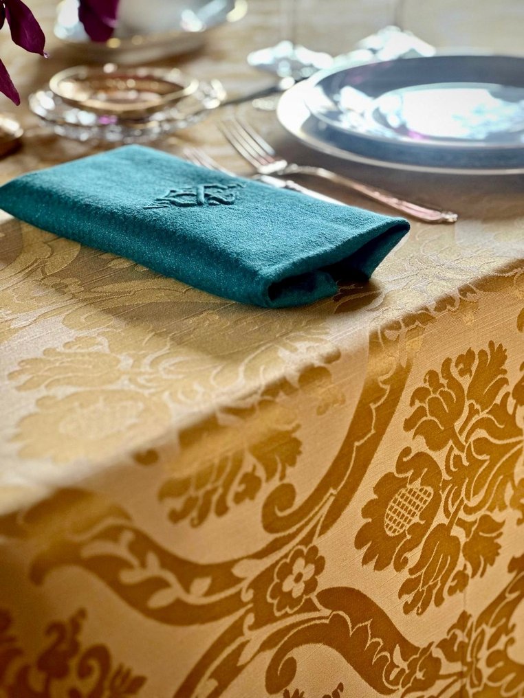 Tablecloth for large tables, vainilla damask. - Mantel  - 270 cm - 180 cm #1.1