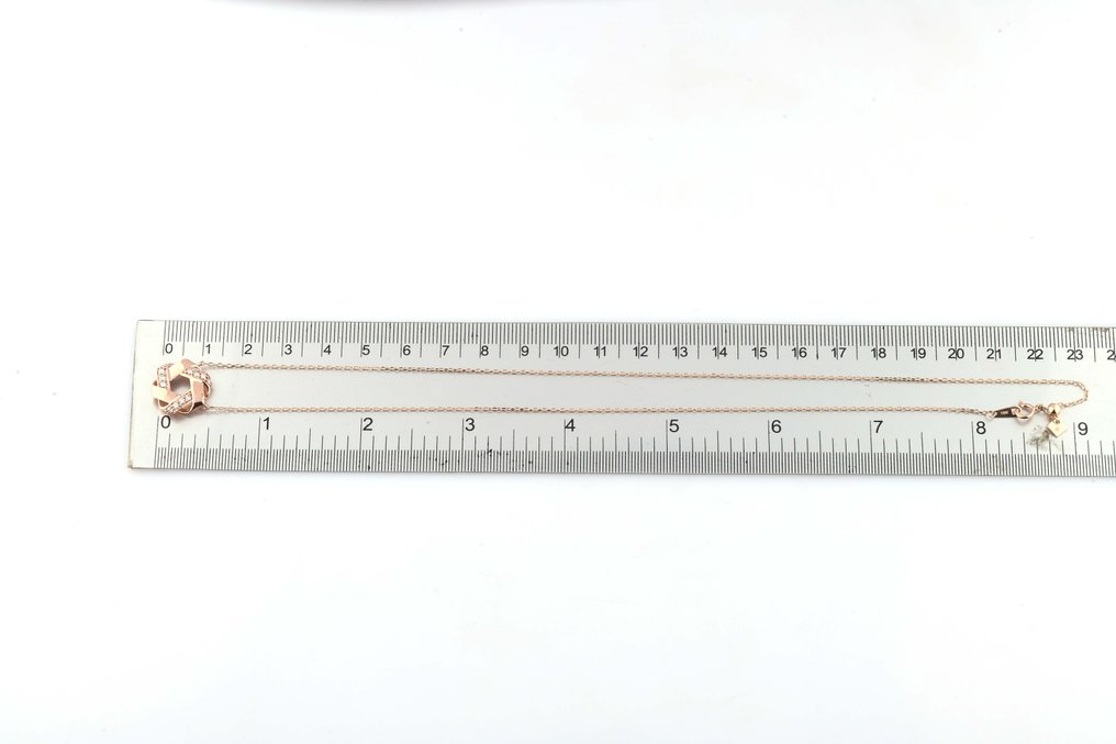 頸鏈 - 14 克拉 玫瑰金 -  0.23 tw. 鉆石  (天然) #2.1