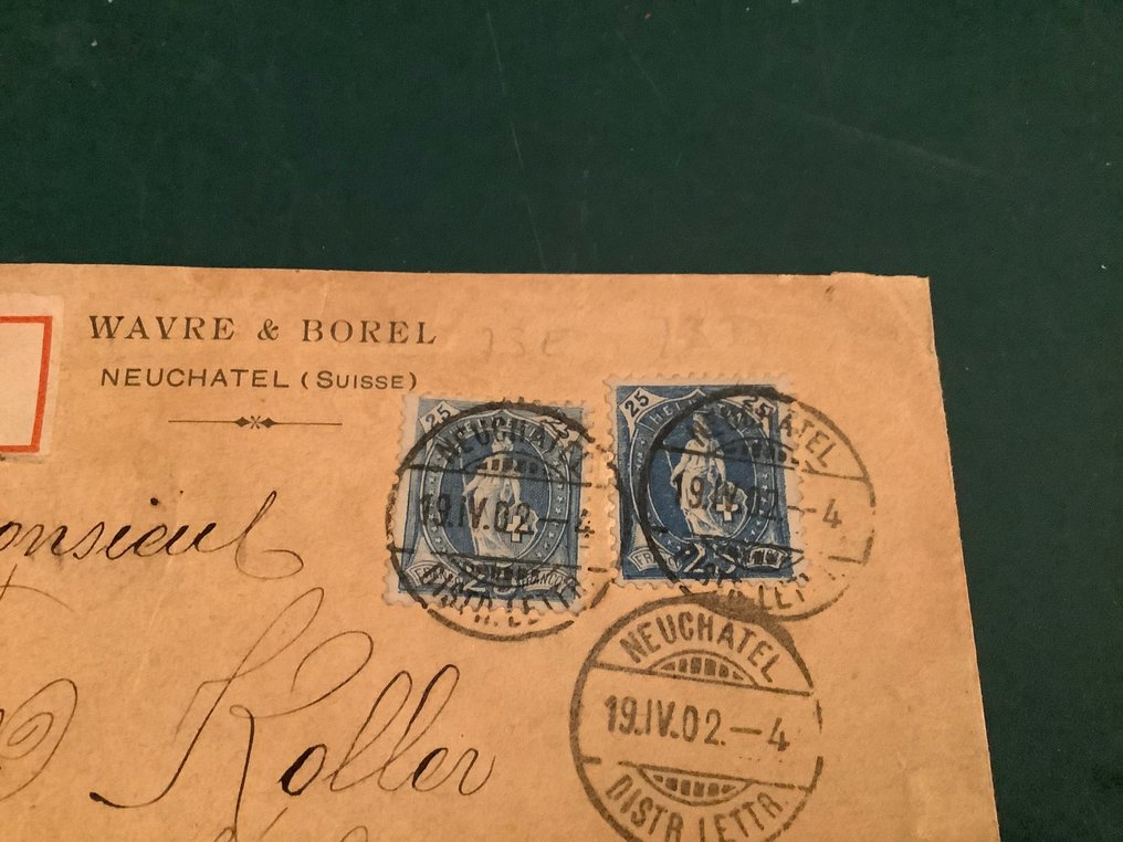 Sveits 1902 - Rekommandert brev til Sierra Leone - med fotosertifikat Marchand - Zumstein 73D en 73E #3.2