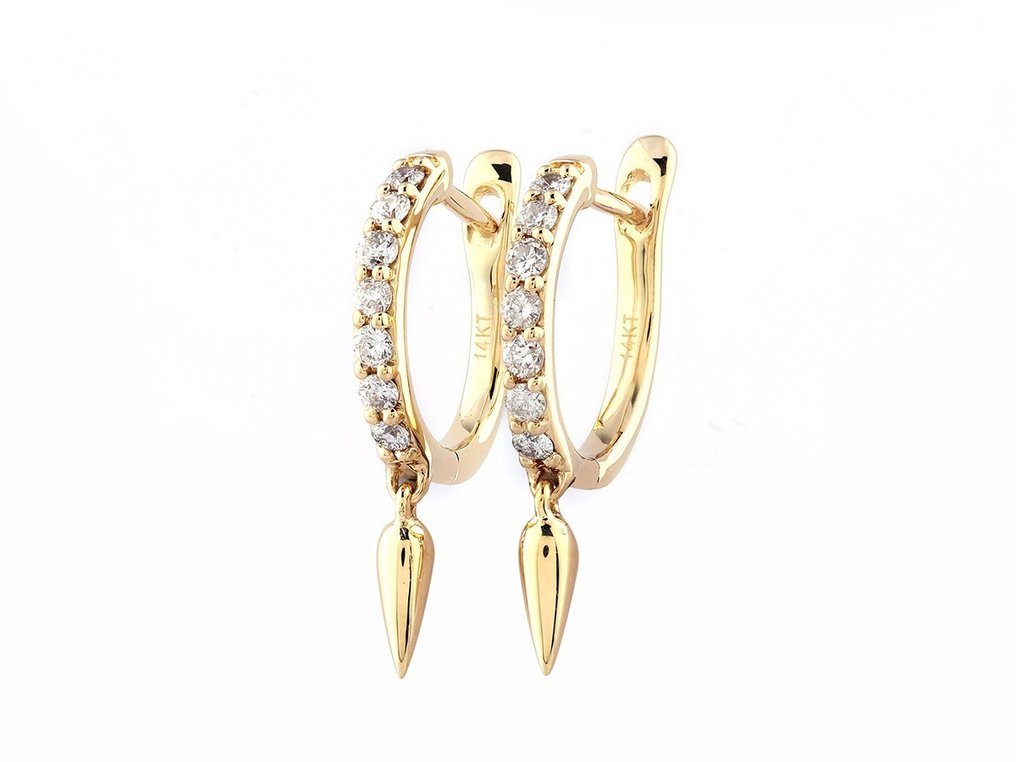 Boucles d'oreilles - 14 carats Or jaune -  0.25 tw. Diamant  (Naturelle) #2.1
