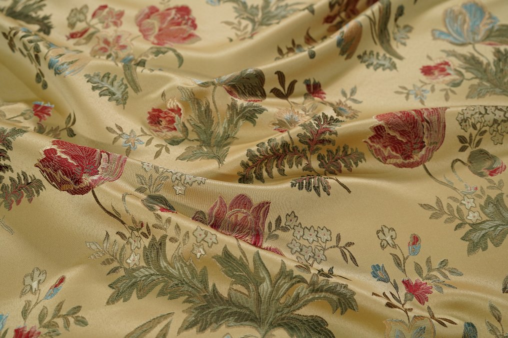 Tessuto per Tappezzeria Oro con Motivi Floreali in Stile Classico - Tessuto per tappezzeria - 300 cm - 280 cm #1.0