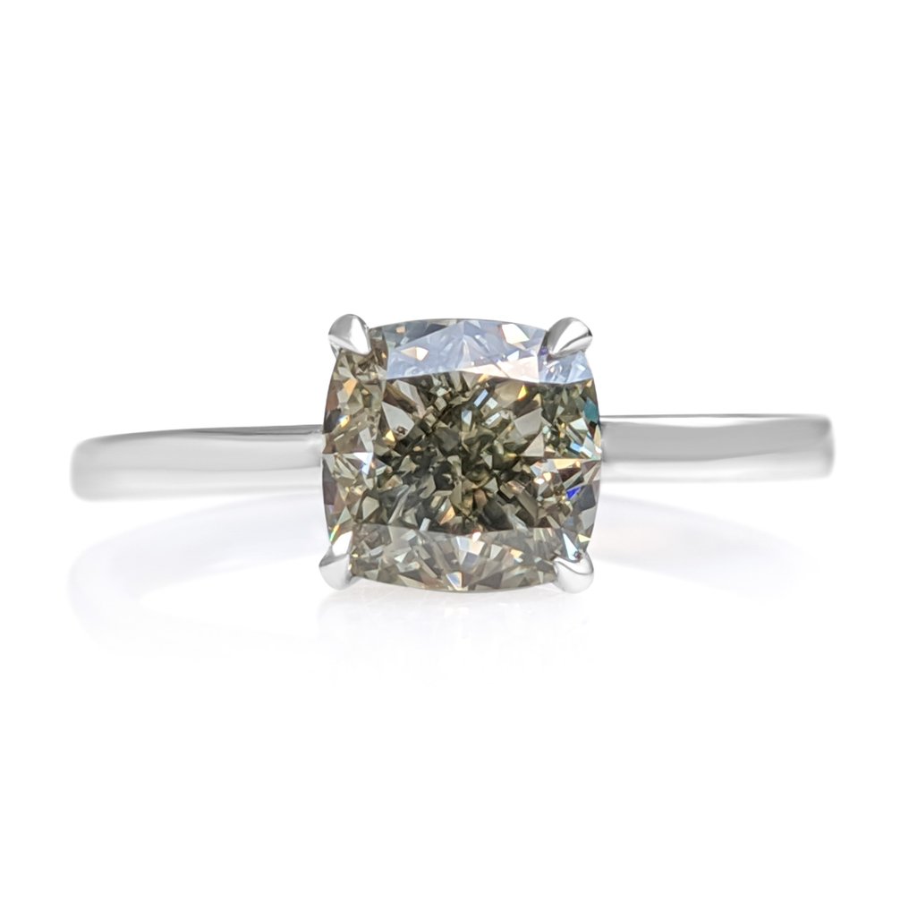 Ring Witgoud Groen Diamant  (Natuurlijk gekleurd) #1.1