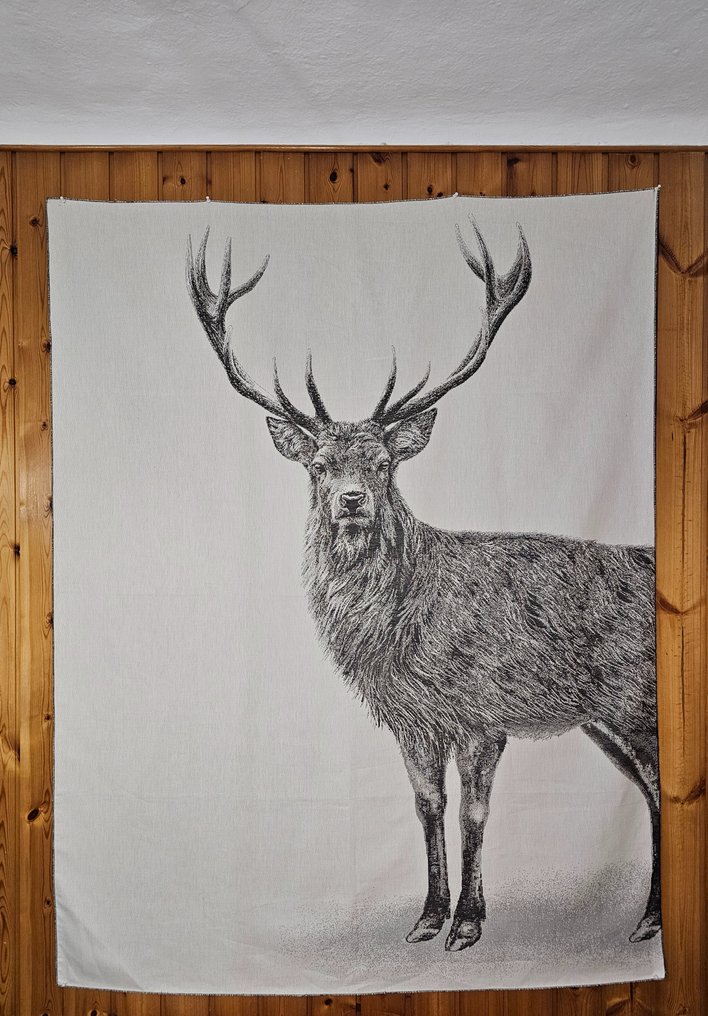 Ultimo！稀有羊驼和棉混纺提花挂毯 - 185x140厘米 - 成年鹿 - 纺织品  - 185 cm - 140 cm #1.0