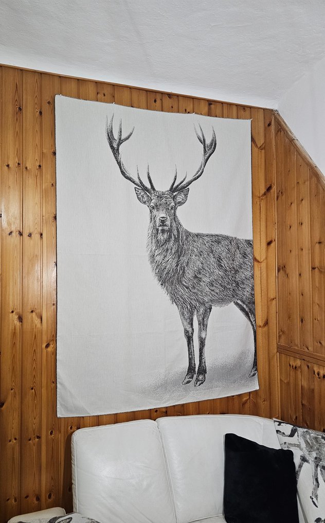 Ultimo！稀有羊驼和棉混纺提花挂毯 - 185x140厘米 - 成年鹿 - 纺织品  - 185 cm - 140 cm #4.3