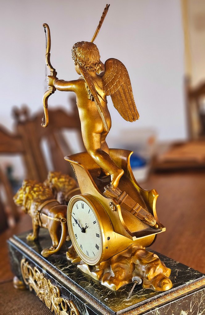Reloj de repisa de figura -   Bronce dorado, Mármol - 1900-1910 #1.2