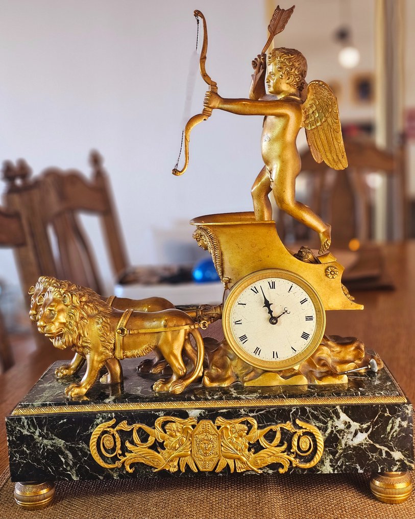 Reloj de repisa de figura -   Bronce dorado, Mármol - 1900-1910 #1.1