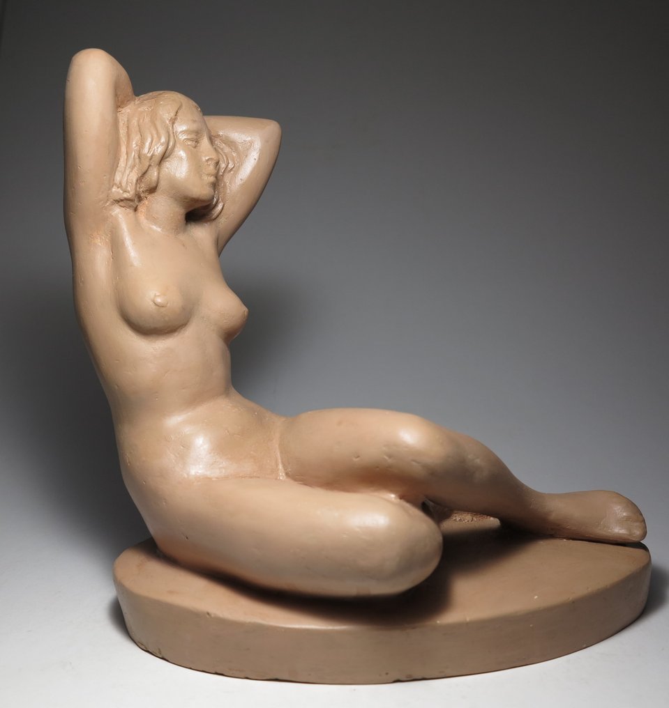 László Kőműves. - Escultura, Art Deco nude lady - 26 cm - Cerámica - 1945 #1.2