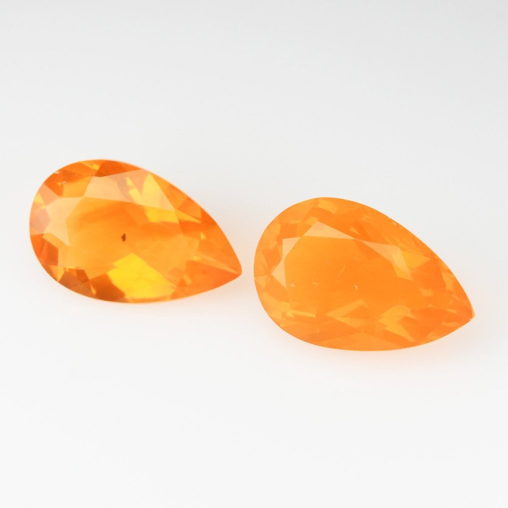 2 pcs （浓橙色） 火蛋白石 - 2.96 ct #2.1