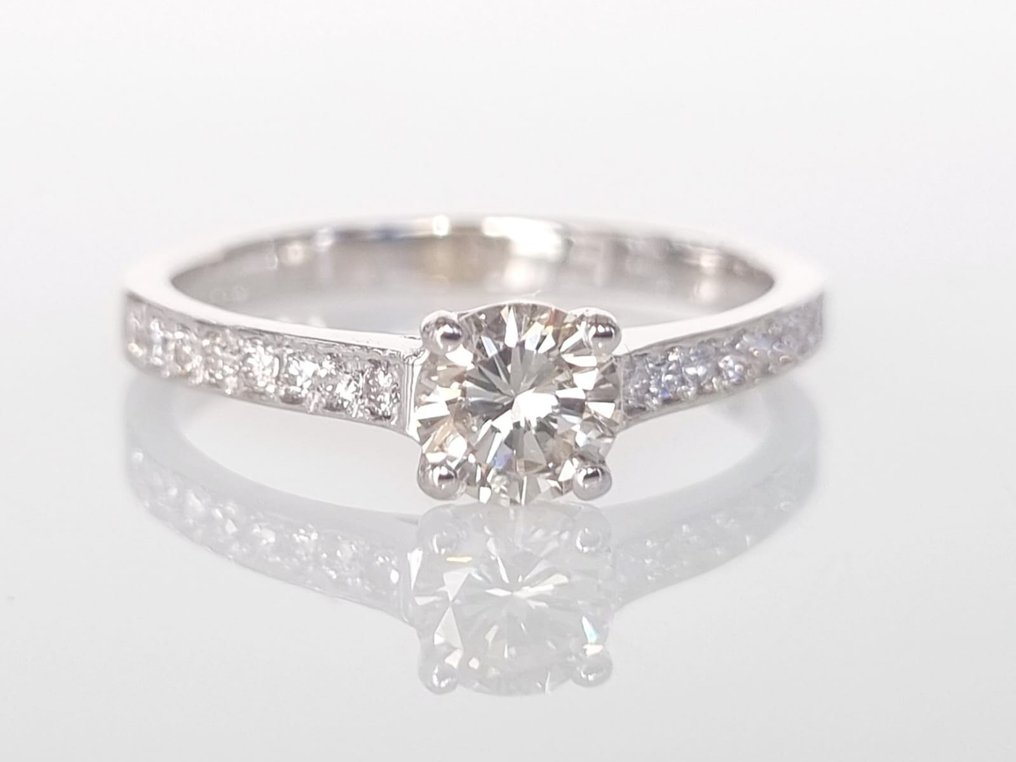 Anel de noivado Ouro branco Diamante  (Natural) #1.1