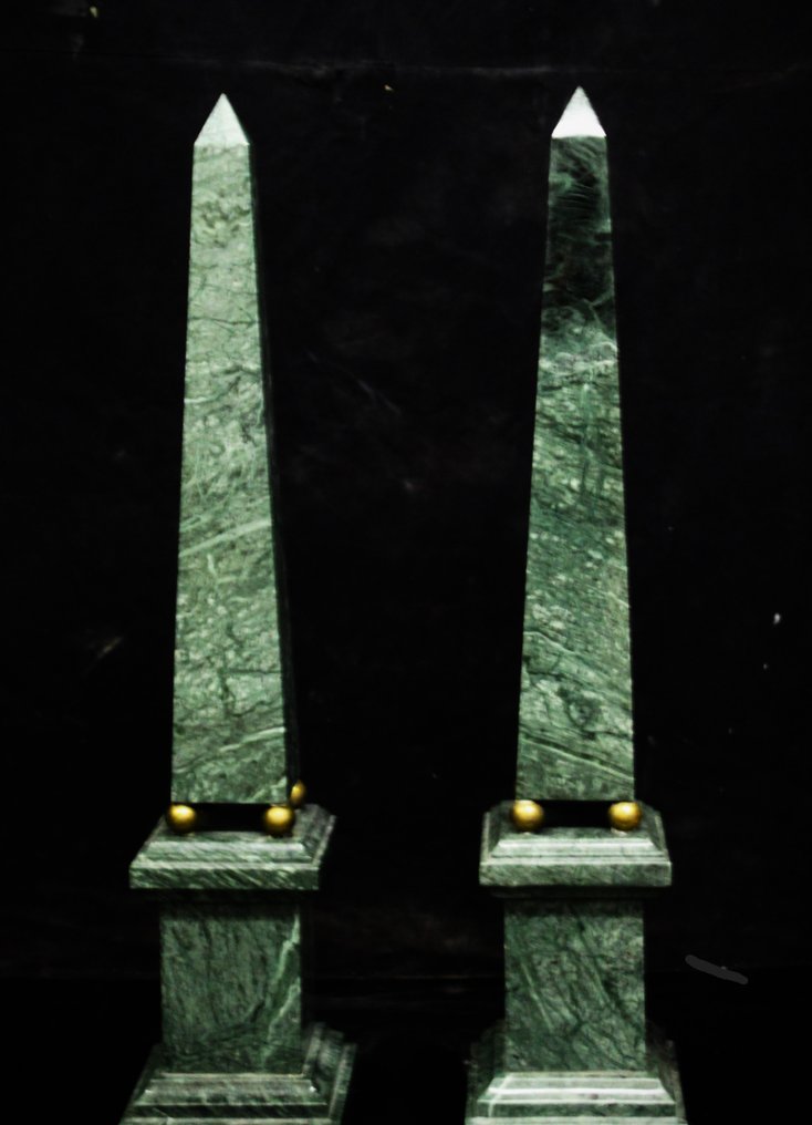 Skulptur, coppia obelischi verde aquamarina - 77 cm - Marmor #1.2