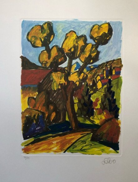Salvo (1947-2015) - Puukaiverrus, Autunno - 70 cm - Paperi - 1999 #1.1