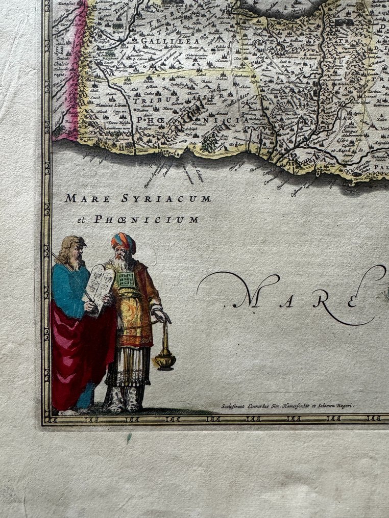 歐洲, 地圖 - 帶有太巴列湖和死海的應許之地地圖; Hendrik Hondius / Evert Simonsz Hamersvelt - Situs Terrae Promissionis. S.S. Bibliorum intelligentiam exacte aperiens - 1621-1650 #2.2