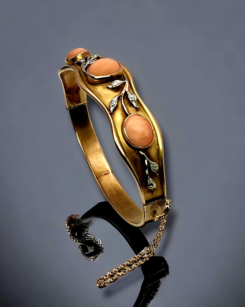 Bracelete Pulseira vintage de ouro 14k com diamantes #1.1