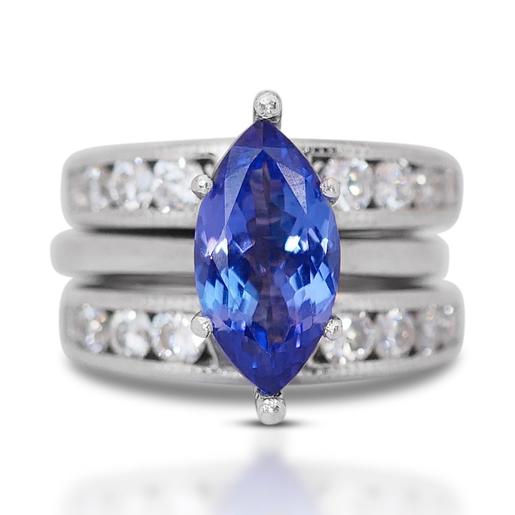 Δαχτυλίδι Πλατίνα Τανζανίτης - Διαμάντι #1.1
