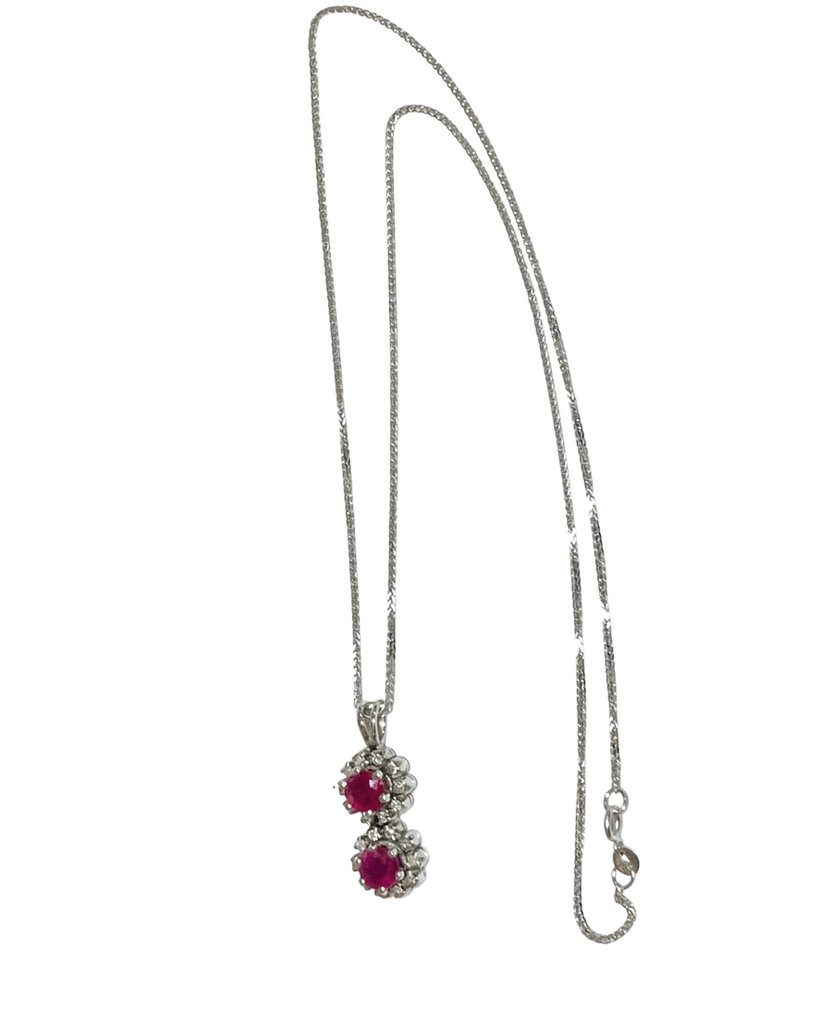 Collier - 18 carats Or blanc Diamant (Naturelle)  - Rubis #3.2