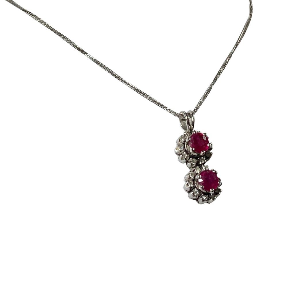 Collier - 18 carats Or blanc Diamant (Naturelle)  - Rubis #4.3
