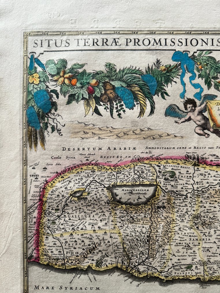 歐洲, 地圖 - 帶有太巴列湖和死海的應許之地地圖; Hendrik Hondius / Evert Simonsz Hamersvelt - Situs Terrae Promissionis. S.S. Bibliorum intelligentiam exacte aperiens - 1621-1650 #2.1