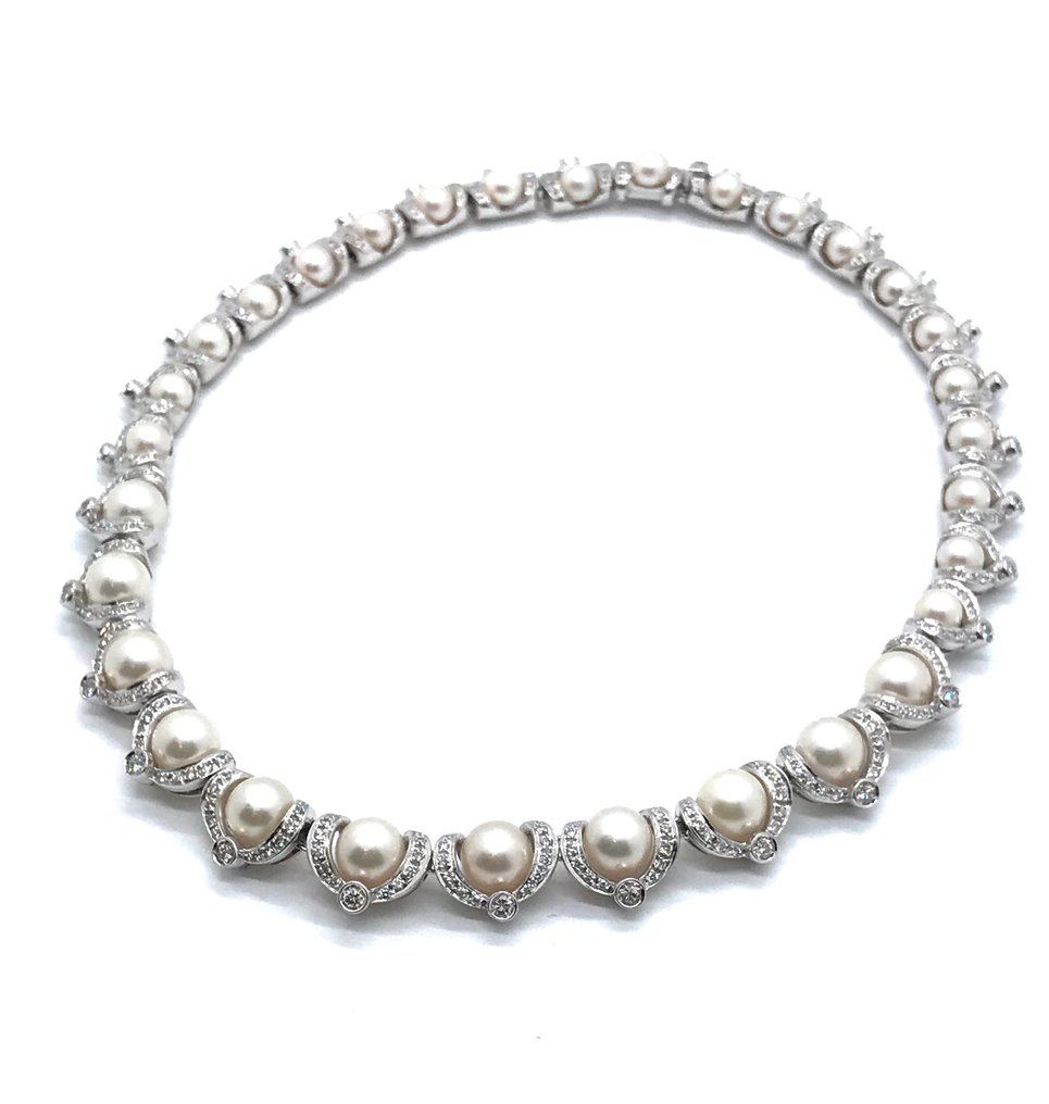 Colier Aur alb Perlă  #2.1