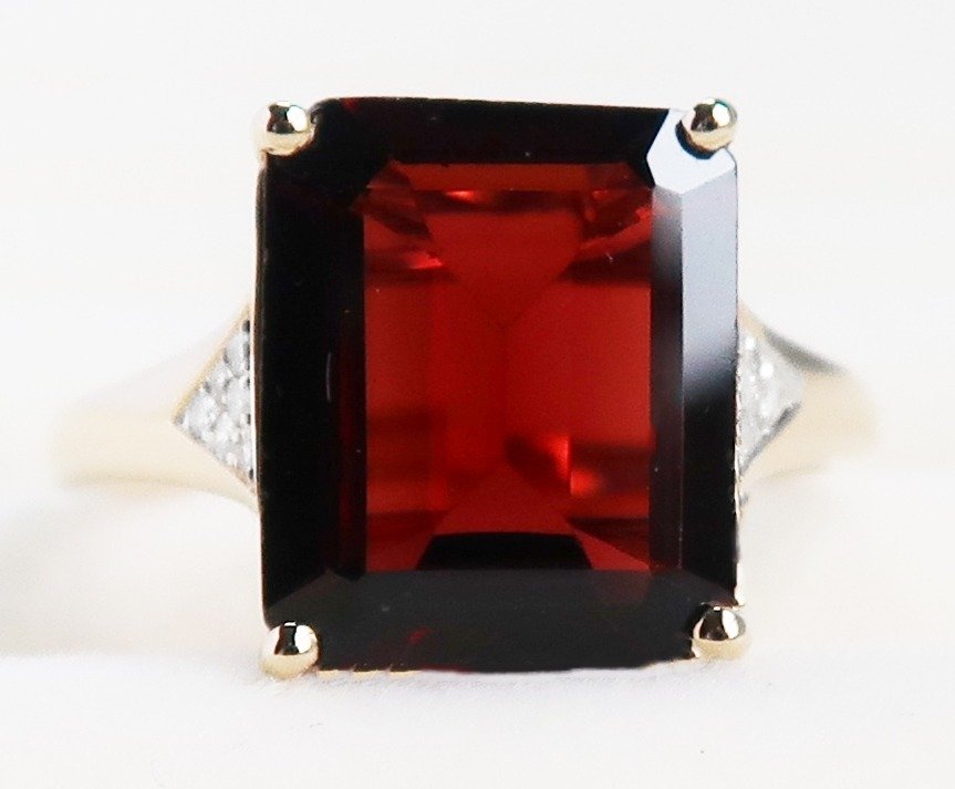 沒有保留價 - 戒指 - 14 克拉 黃金 石榴石 - 鉆石 #3.2
