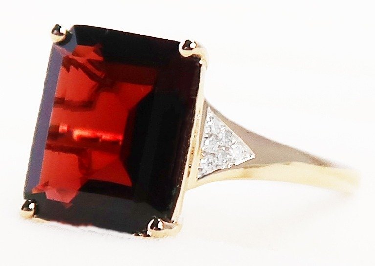 沒有保留價 - 戒指 - 14 克拉 黃金 石榴石 - 鉆石 #4.3