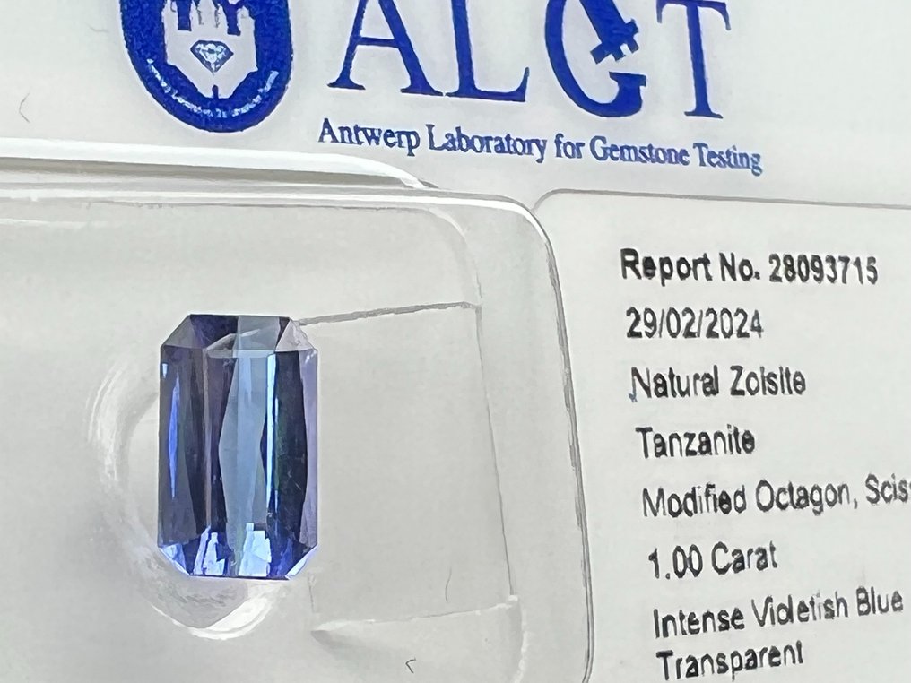 Blå, Violett Tanzanit  - 1.00 ct - Antwerp Laboratory for Gemstone Testing (ALGT) - Intensiv violettblått #3.1