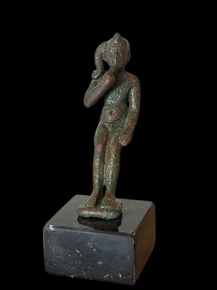 Oldtidens Egypten Bronze Gammel egyptisk bronze Harpocrates Horus-barn - 10 cm #2.1