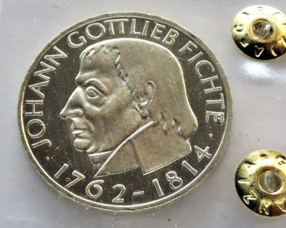Tyskland, Forbundsrepublikken. 5 Mark 1964-J, Hamburg. Johann Gottlieb Fichte, Todestag. Proof #1.1