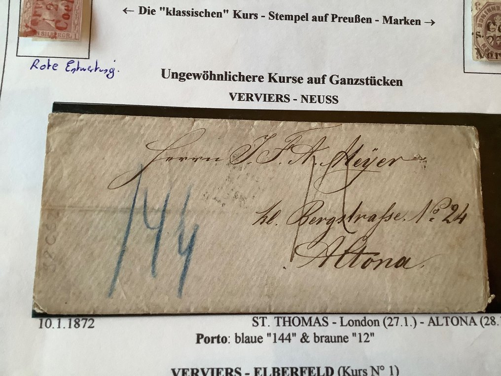 Γερμανική Αυτοκρατορία 1860/1886 - Οικιακή συλλογή ανατολικών καντονιών με σφραγίδα πολυτελείας Eynaten και γραμματόσημα σιδηροδρομικών - Michel #3.1
