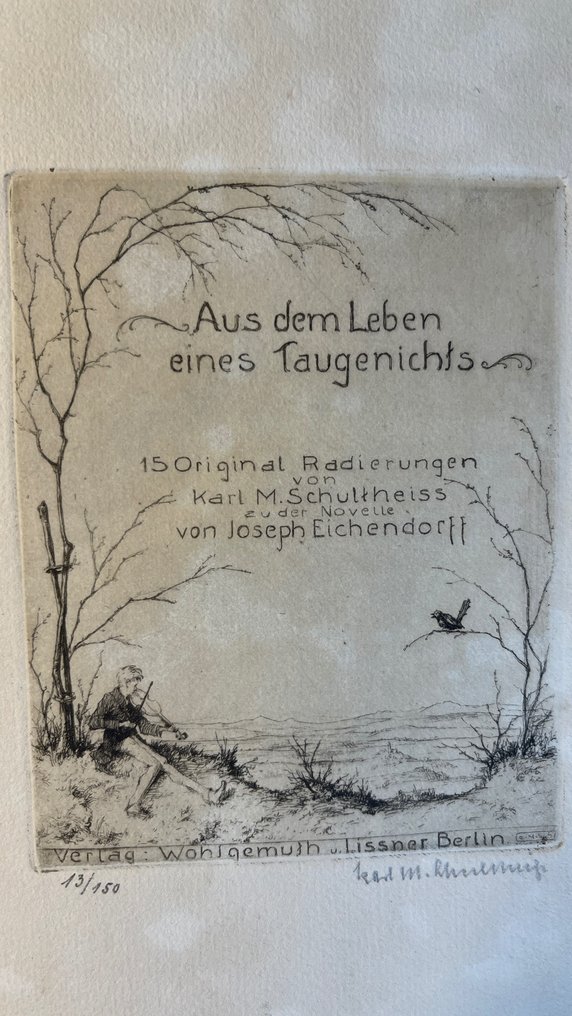 Joseph von Eichendorff / Karl M. Schultheiss - Aus dem Leben eines Taugenichts - 16 Originalradierungen von Karl M. Schultheiss - 1920 #2.1