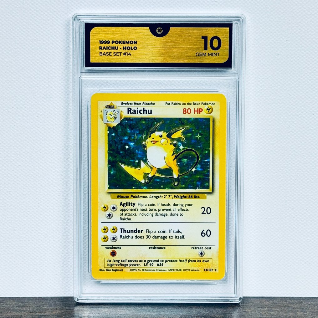 Pokémon - Raichu Holo - Base Set 14/102 Graded card - Pokémon - GG 10 #1.1