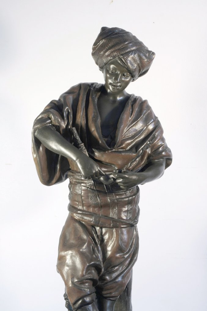 Louis Hottot (1829-1905) - 雕刻, homme à la pipe - 53 cm - 多色調節 #2.1