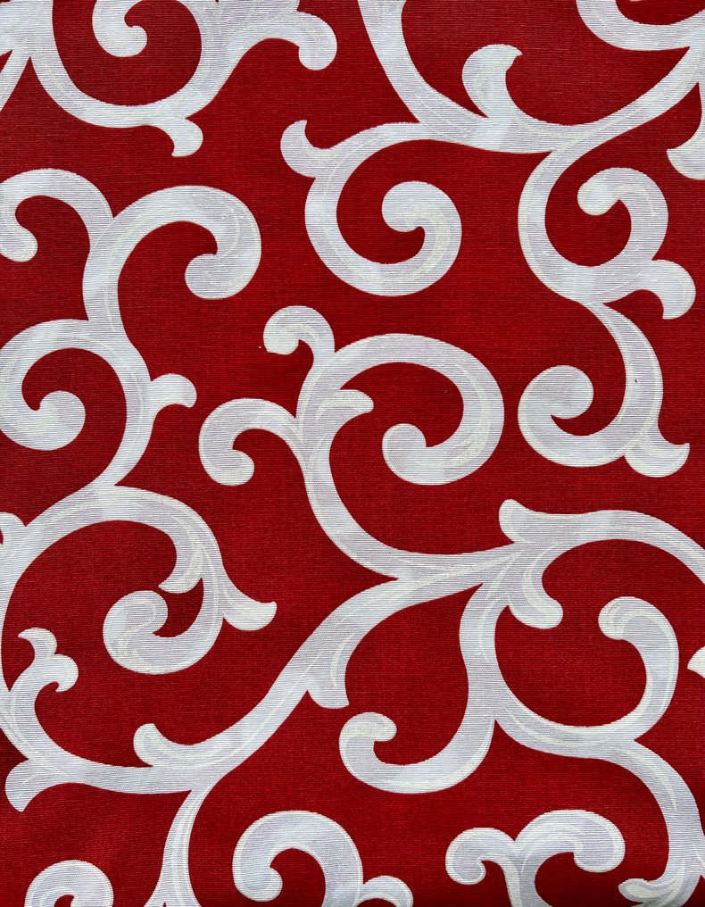Stort stykke rødt og hvitt trykt stoff til dekorasjon og møbeltrekk. - Tekstil  - 300 cm - 280 cm #2.1