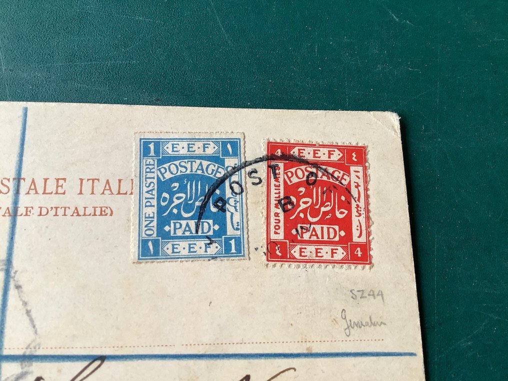 Palästina 1918 - 1 Pia und 4 Mio. auf Zensurkarte - SG 1 en 8 #2.2