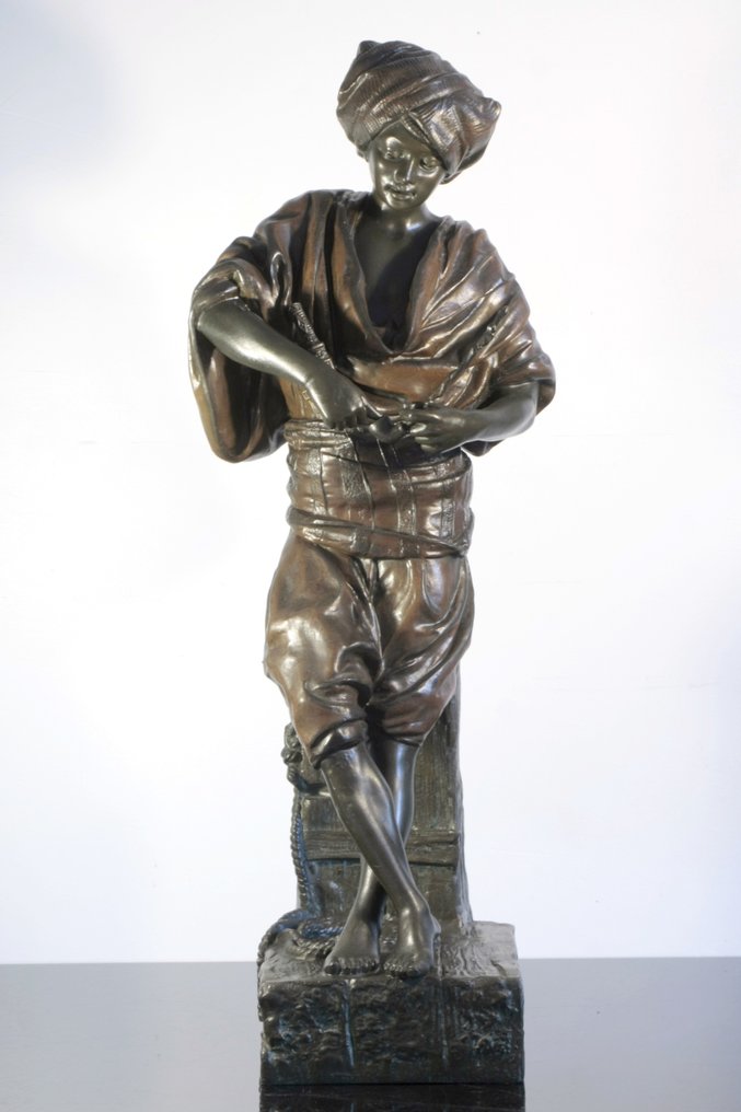 Louis Hottot (1829-1905) - 雕塑, homme à la pipe - 53 cm - 多色调节 #1.2