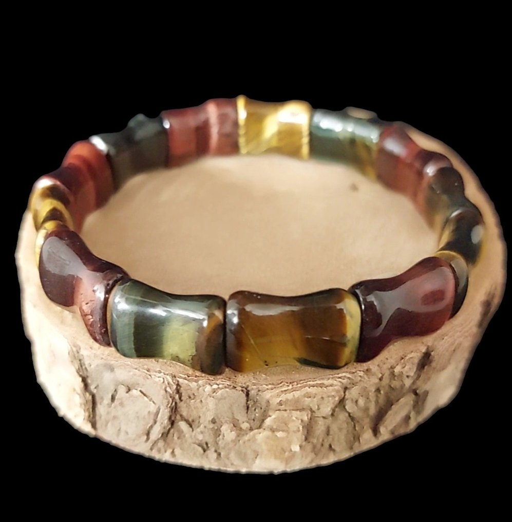 Εξαιρετικό βραχιόλι με πολύχρωμο μάτι τίγρη. Αληθινός λίθος χωρίς επεξεργασία. Άριστης ποιότητας. - Ύψος: 1.3 cm - Πλάτος: 0.5 cm- 30 g #1.0