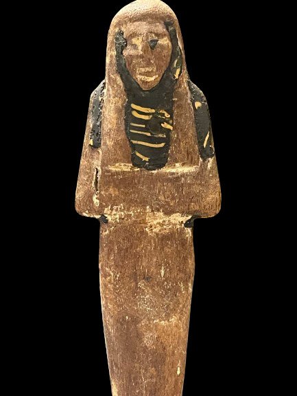 Forntida Egypten Trä Shabti. Spansk exportlicens - 16.5 cm #2.1