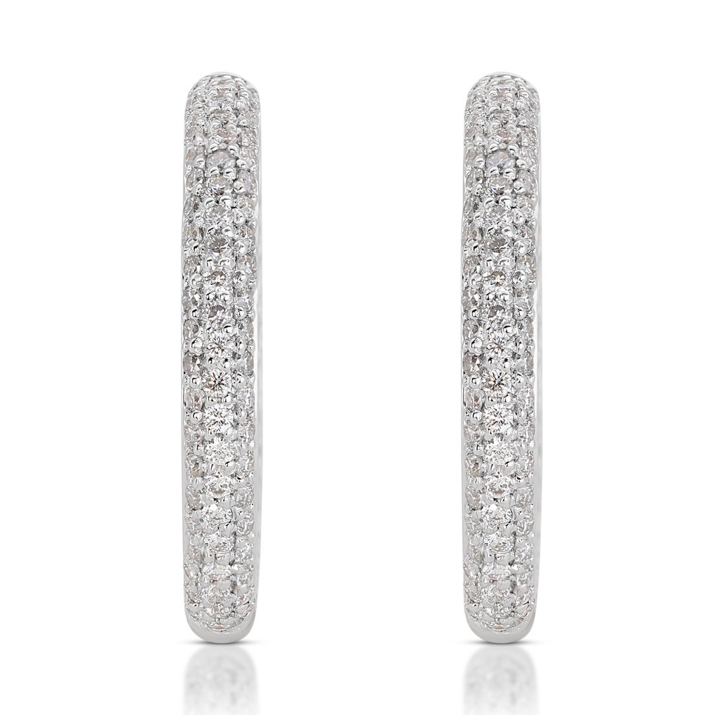 Earrings - 18 kt. White gold -  2.03ct. tw. Diamond  (Natural) #1.1