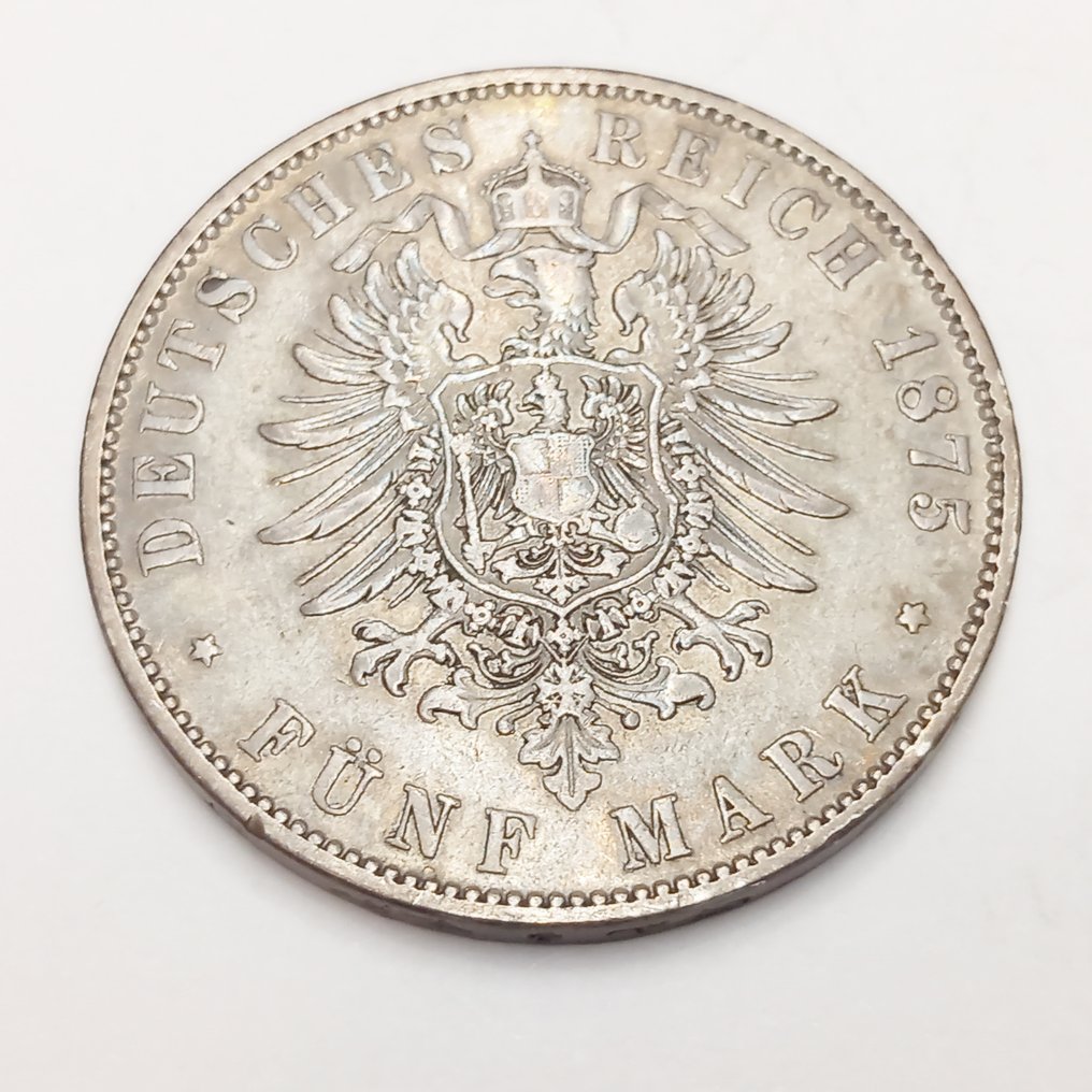 Deutschland, Saxe-Albertine. 5 Mark 1875,  Erhaltung #1.2