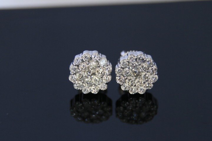 Boucles d'oreilles - 14 carats Or blanc -  2.00ct. tw. Diamant  (Naturelle) #2.1