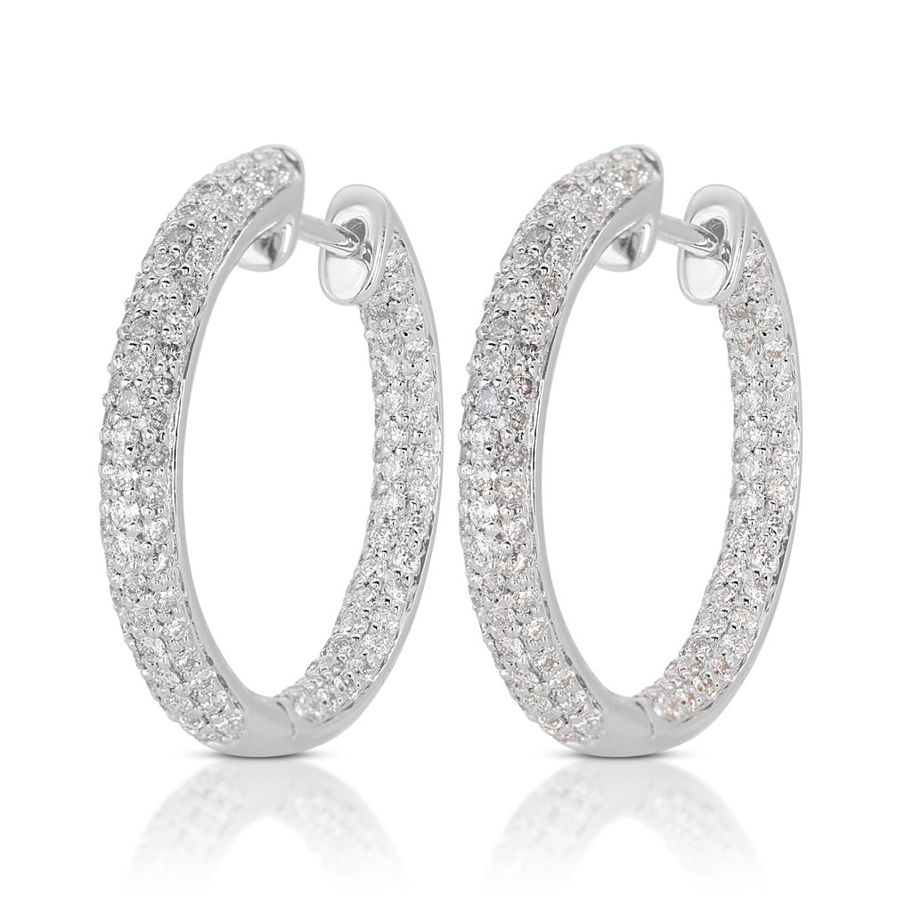 Earrings - 18 kt. White gold -  2.03ct. tw. Diamond  (Natural) #2.1