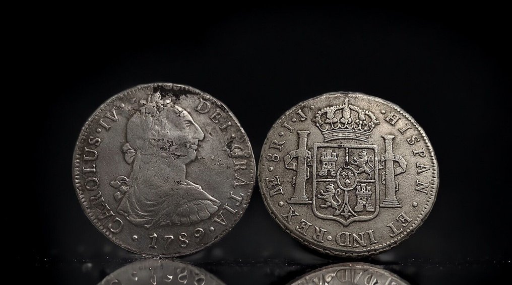 Spanyolország. Carlos IV (1788-1808). 8 Reales 1789 Lima IJ.  Busto Carlos III #3.1