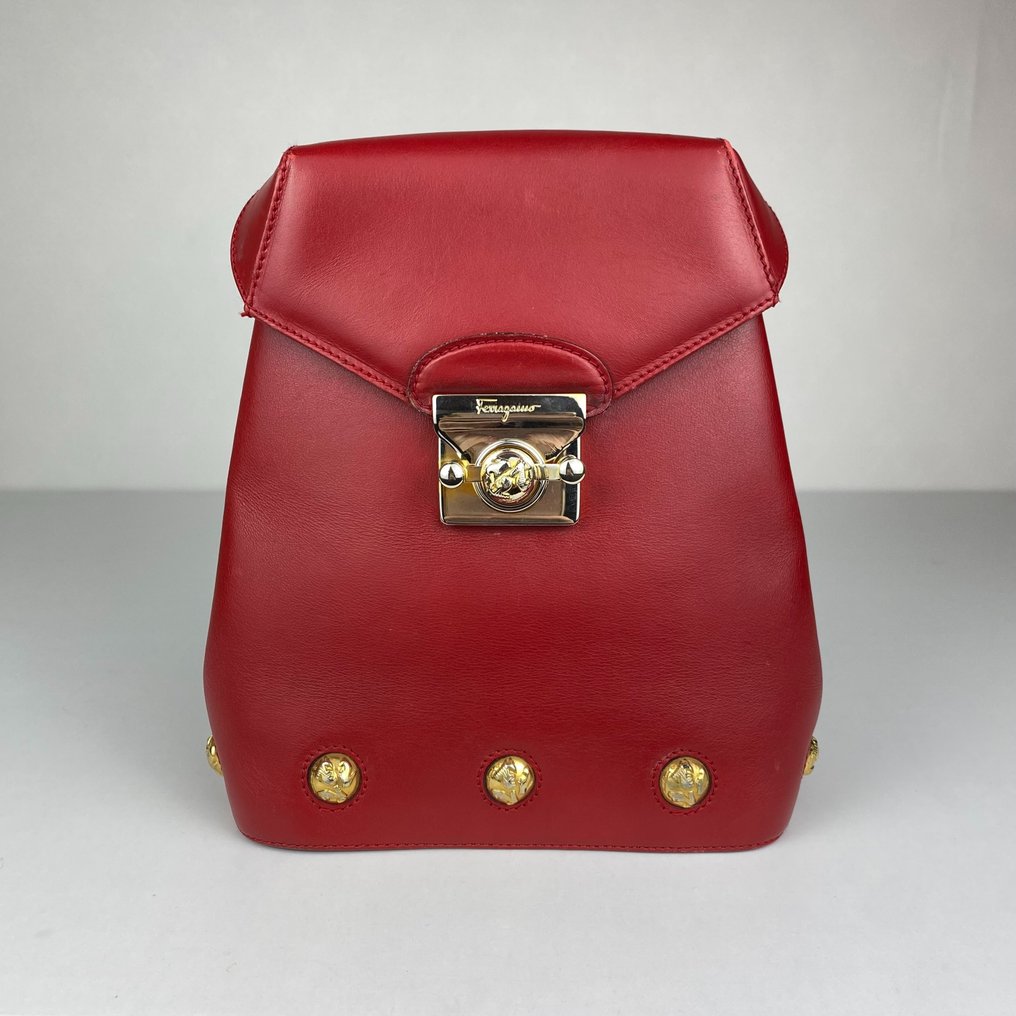 Salvatore Ferragamo - Red Bucket Leather Backpack - Sac à main #1.1